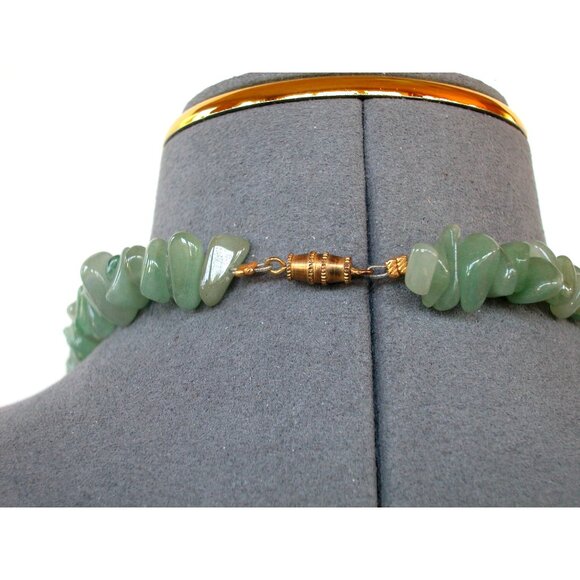 Green Aventurine Chip Bead Necklace With Gold-Tone Twist Clasp 22" - Picture 2 of 2